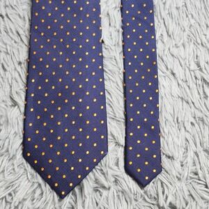 Nautica Tie Mens OS Navy Blue Orange Polka Dot Silk Woven Geometric Professional